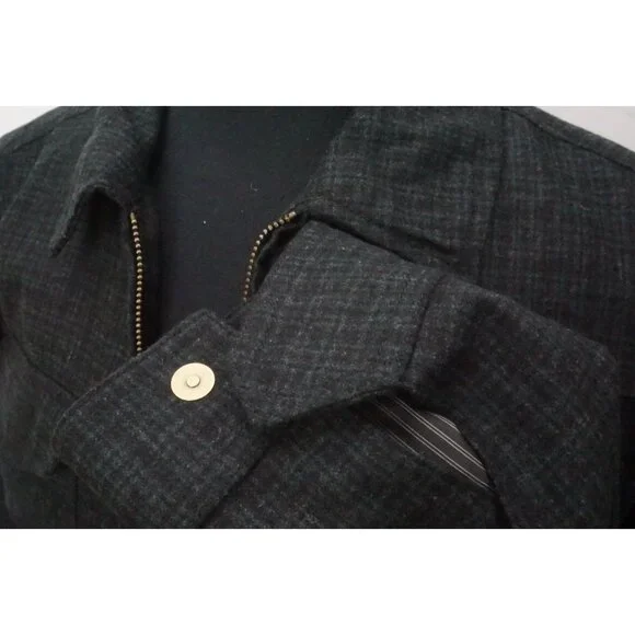 John Varvatos Gray Black Plaid Flannel Wool Blend Jacket Sz 36 Brand New